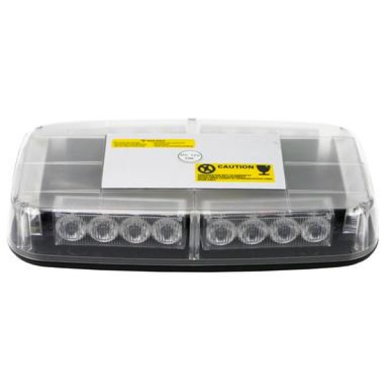 Mini Rampa Girofar Auto LED Galben – 24 LED-uri, 12V–24V, 8 Modele de Iluminare, IP67