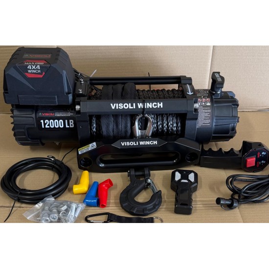 Troliu auto electric 12000lbs/5450kg cu cablu sintetic 