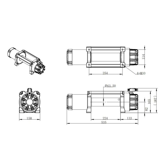 Troliu auto electric 12000lbs/5450kg cu cablu sintetic 