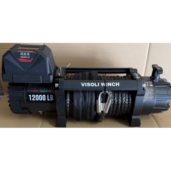 Troliu auto electric 12000lbs/5450kg cu cablu sintetic 