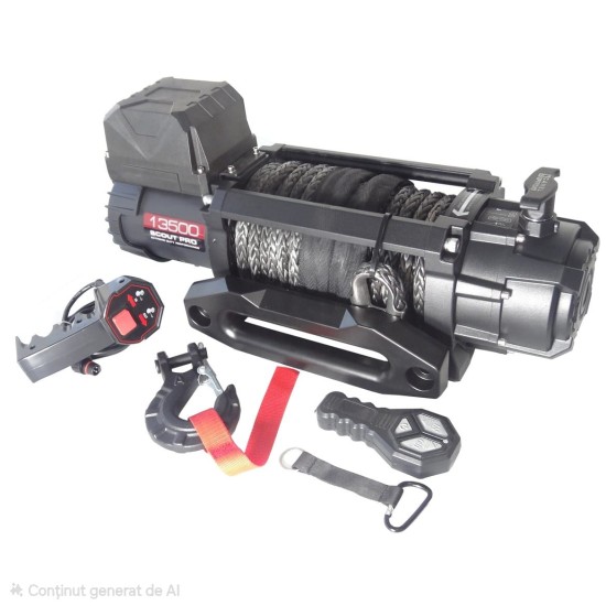 Troliu auto electric 12000lbs/5450kg cu cablu sintetic 